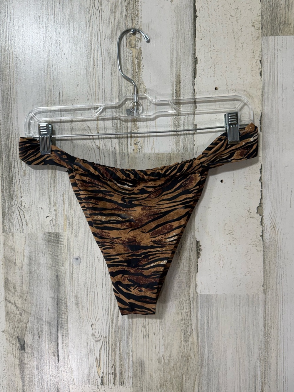 Tiger Stripe Cheeky Bikini Bottoms - Black & Brown